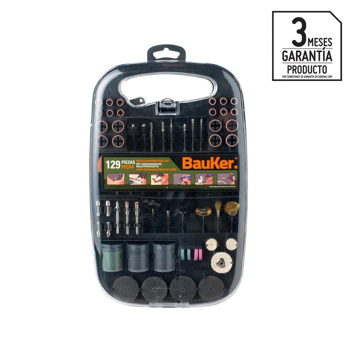 BAUKER - Kit de Accesorios Multipropósito 129 Piezas Bauker