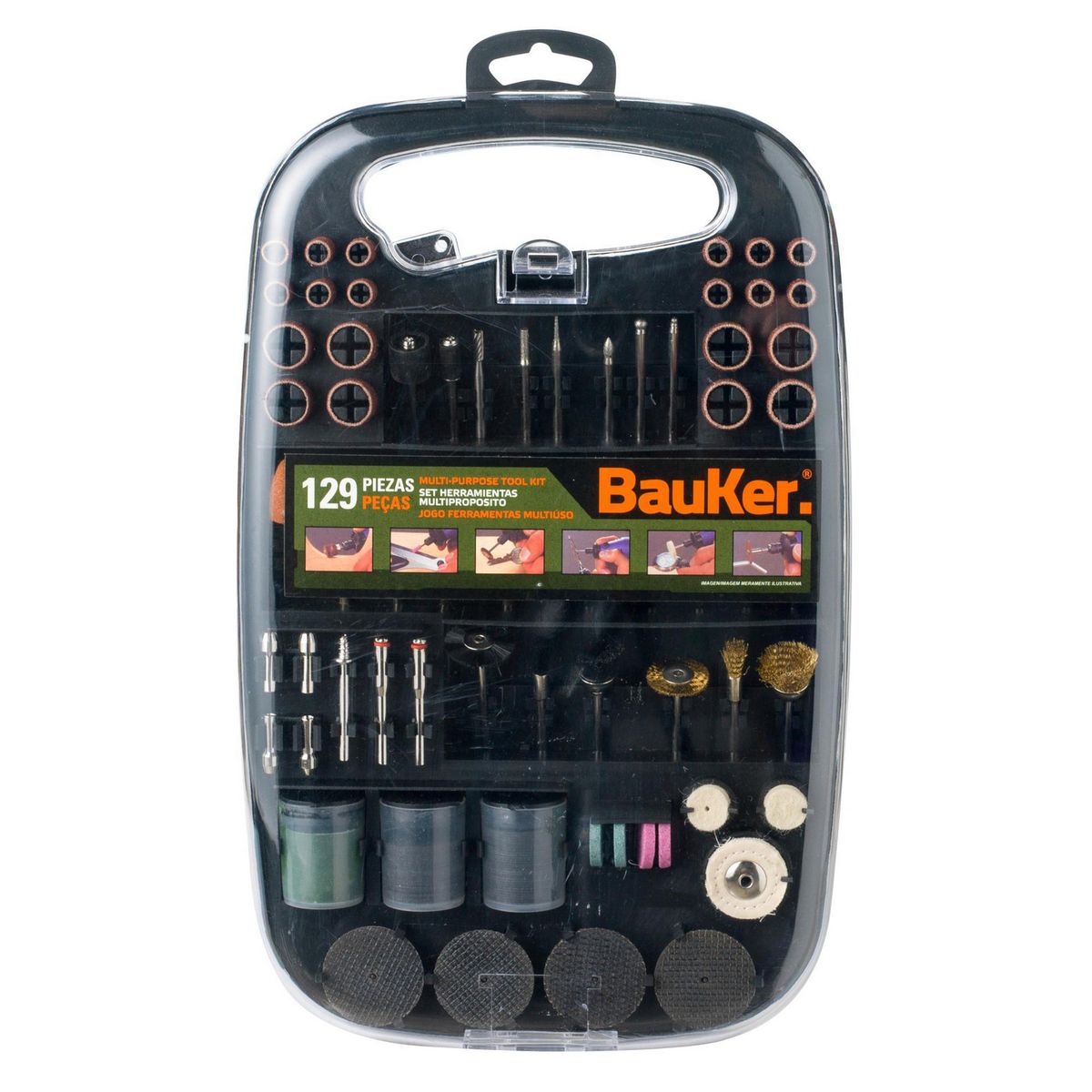 BAUKER - Kit de Accesorios Multipropósito 129 Piezas Bauker
