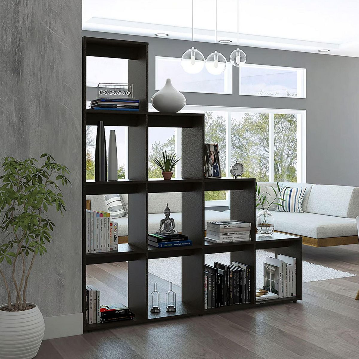 TUHOME - Biblioteca Escalera Beijing Wengue/Blanco