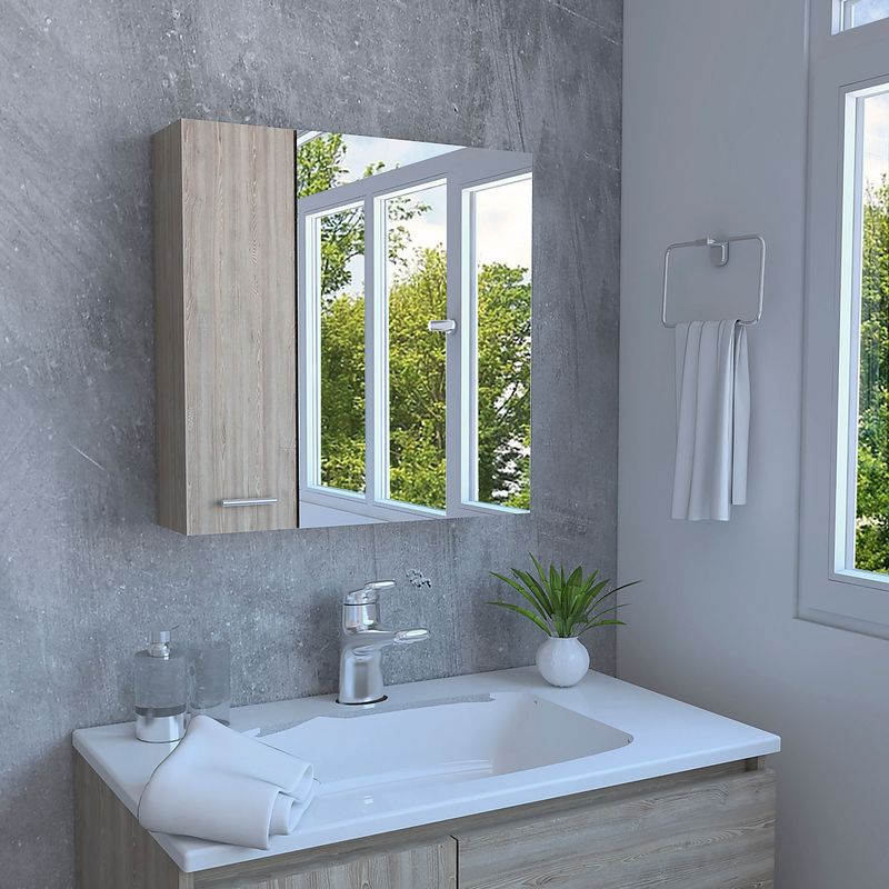 TUHOME - Botiquin de Baño Dos Puertas con Espejo Barcelona Miel 60x60x15cm