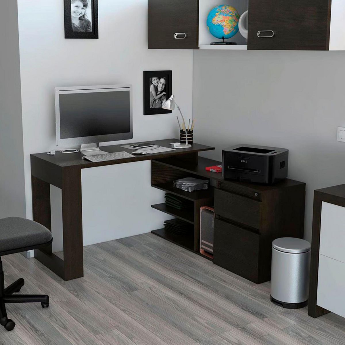 TUHOME - Escritorio en L Wengue Melamina Alteza