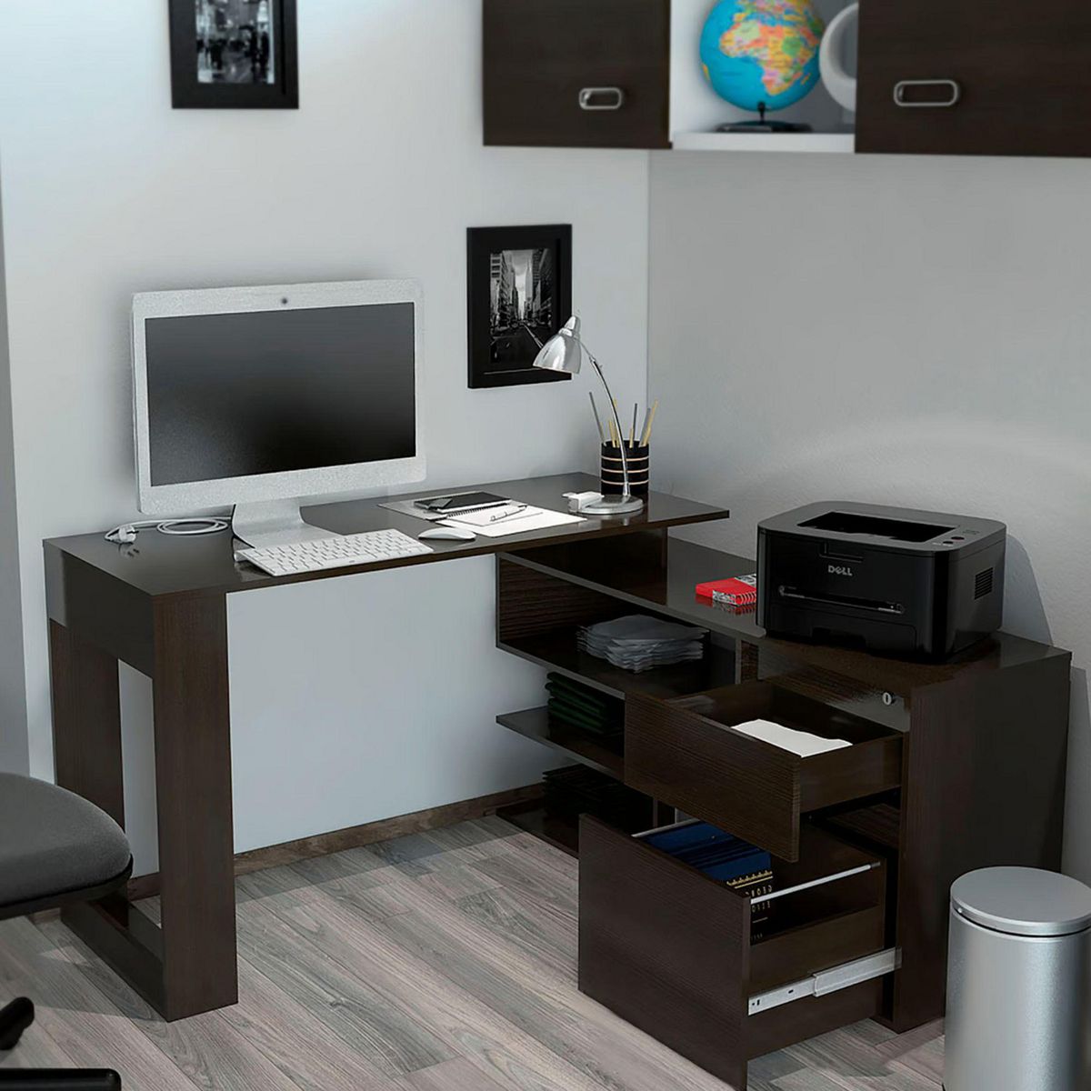 TUHOME - Escritorio en L Wengue Melamina Alteza