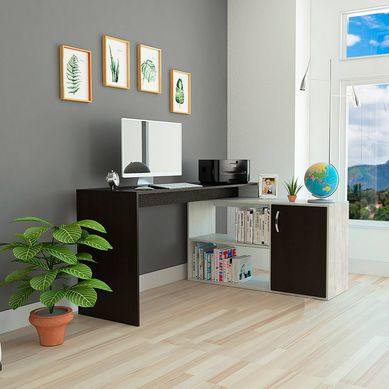 Escritorio en L Negro Melamina Axis