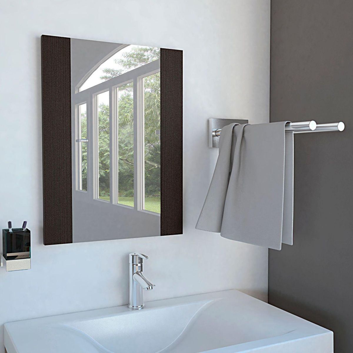 TUHOME - Espejo Decorativo Madrid para Baño 45x60 cm Café