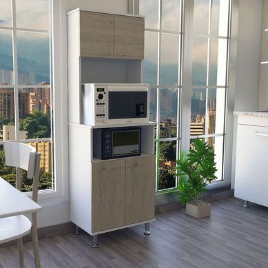 Mueble Microondas Kitchen 4 Puertas Blanco Rovere