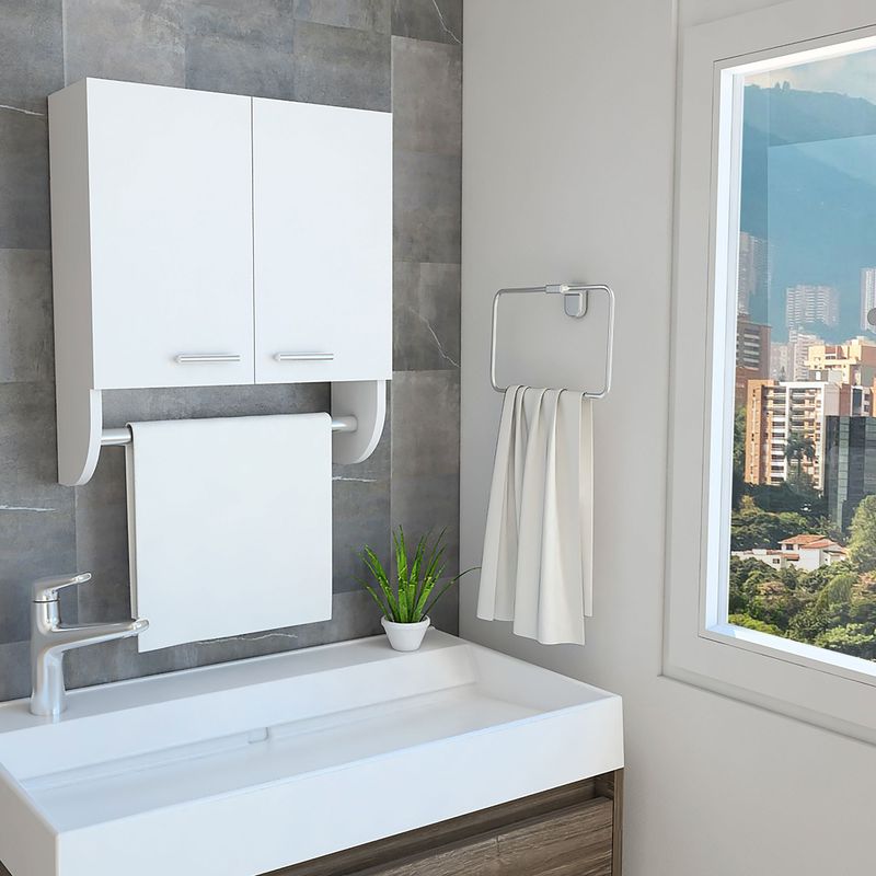 TUHOME - Botiquin de Baño Dos Puertas y Toallero Bath28 50x45x15cm