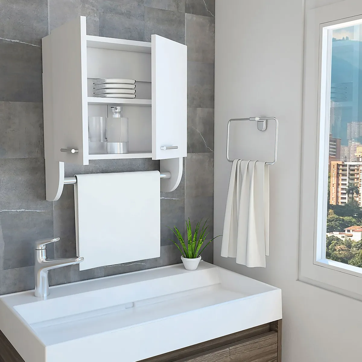 TUHOME - Botiquín para Baño Melamina 45x50x14,5cm.