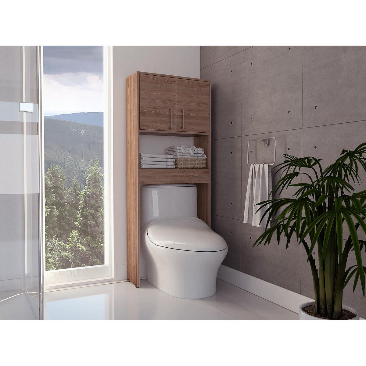 TUHOME - Mueble de Baño Organizador sobre Inodoro Barcelona Miel