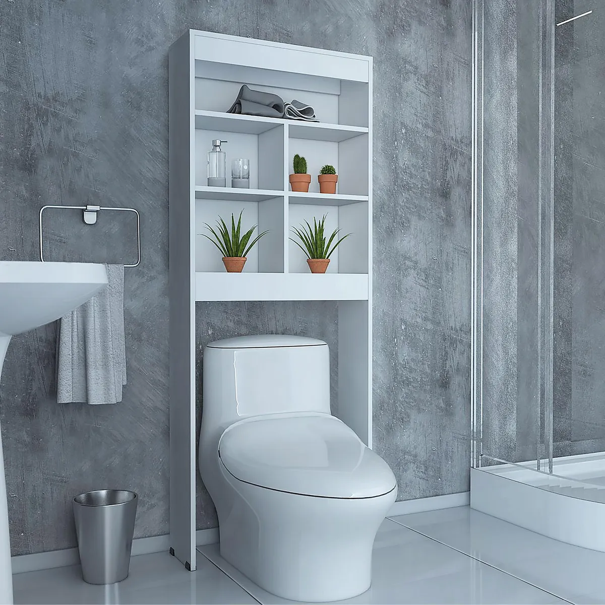 TUHOME - Mueble de Baño Organizador sobre Inodoro Bath20 Blanco