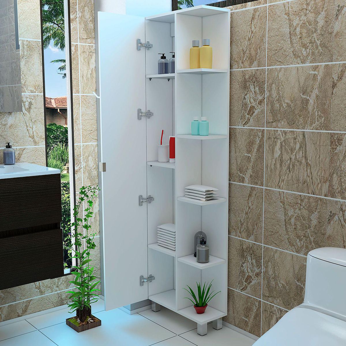 TUHOME - Mueble de Baño Organizador Auxiliar Bath51 Blanco