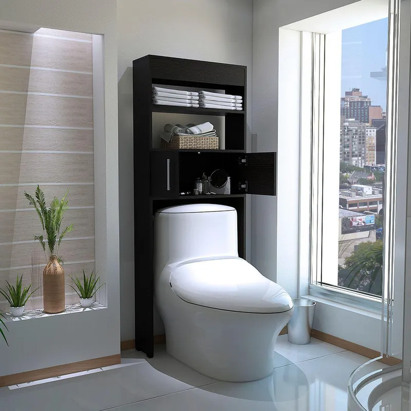 TUHOME - Mueble de Baño Organizador sobre Inodoro Madrid Wengue