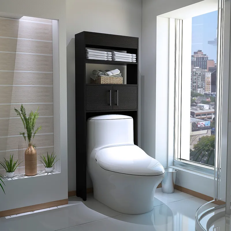 TUHOME - Mueble de Baño Organizador sobre Inodoro Madrid Wengue