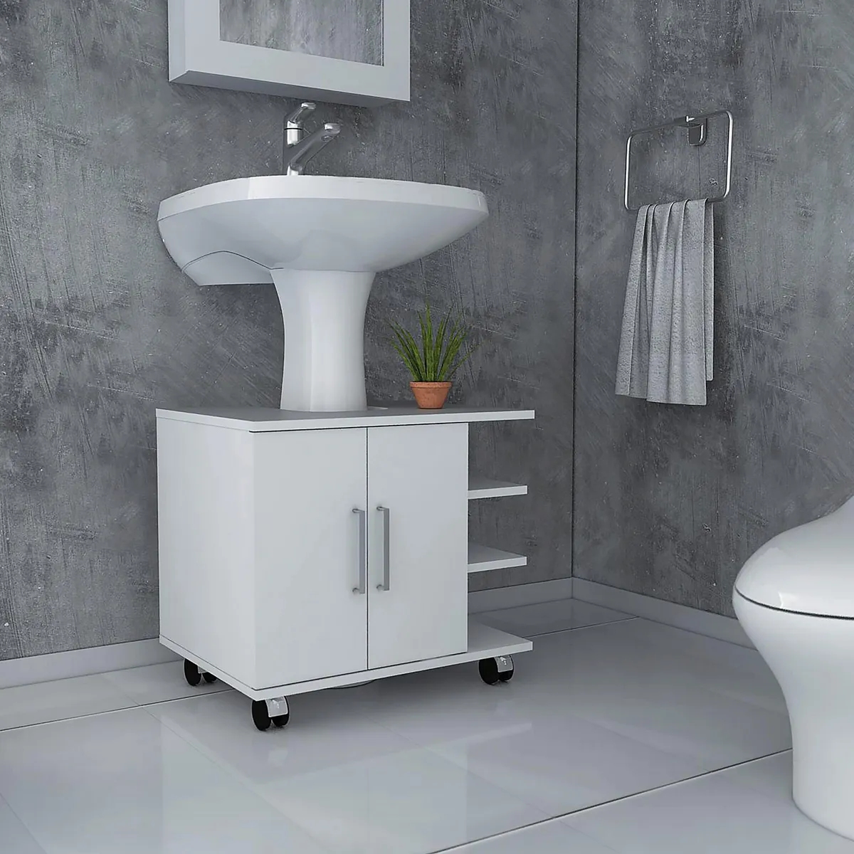 TUHOME - Mueble de Baño Organizador Lavamanos Bath55 Blanco