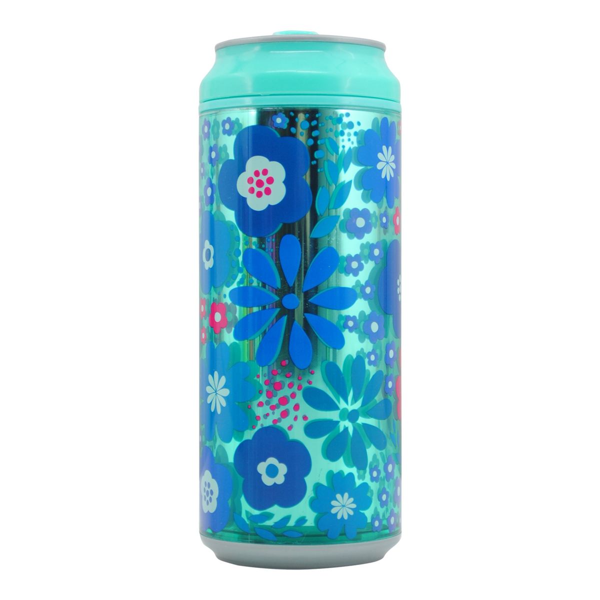 COOL GEAR - Botella Lata Azul Flores 473 ml