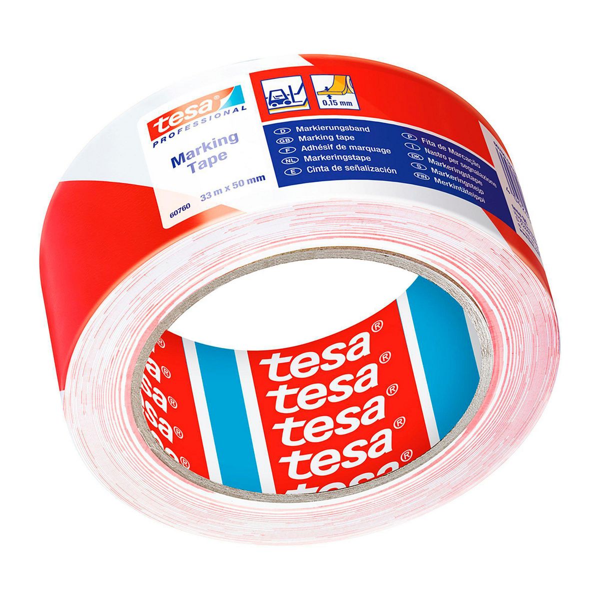 TESA - Cinta de Seguridad de Señalizacion Rojo y Blanco 50mm x 33 m