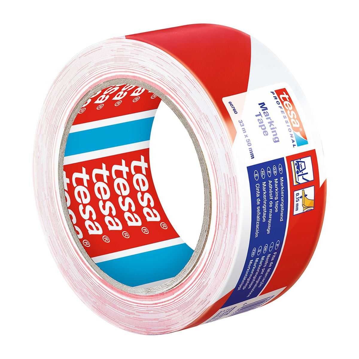 TESA - Cinta de Seguridad de Señalizacion Rojo y Blanco 50mm x 33 m