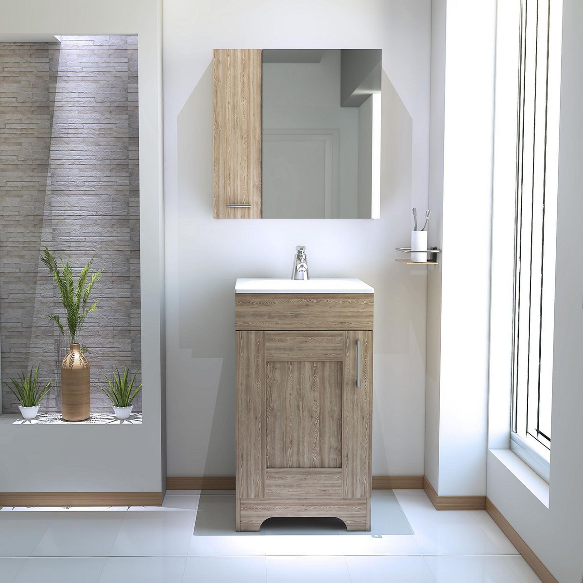 TUHOME - Combo Mueble de Baño Vanitorio + Botiquin Barcelona Miel
