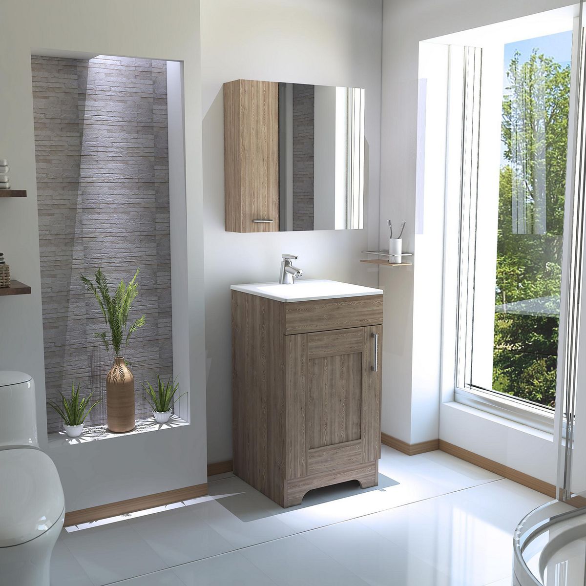 TUHOME - Combo Mueble de Baño Vanitorio + Botiquin Barcelona Miel