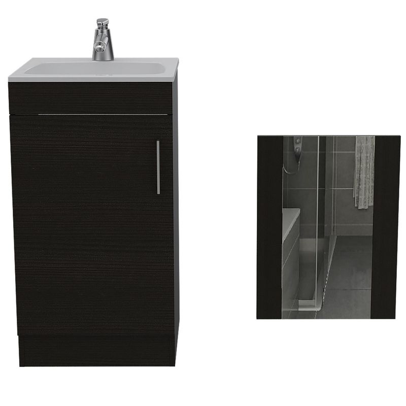 TUHOME - Combo Mueble de Baño Vanitorio + Espejo Madrid Wengue