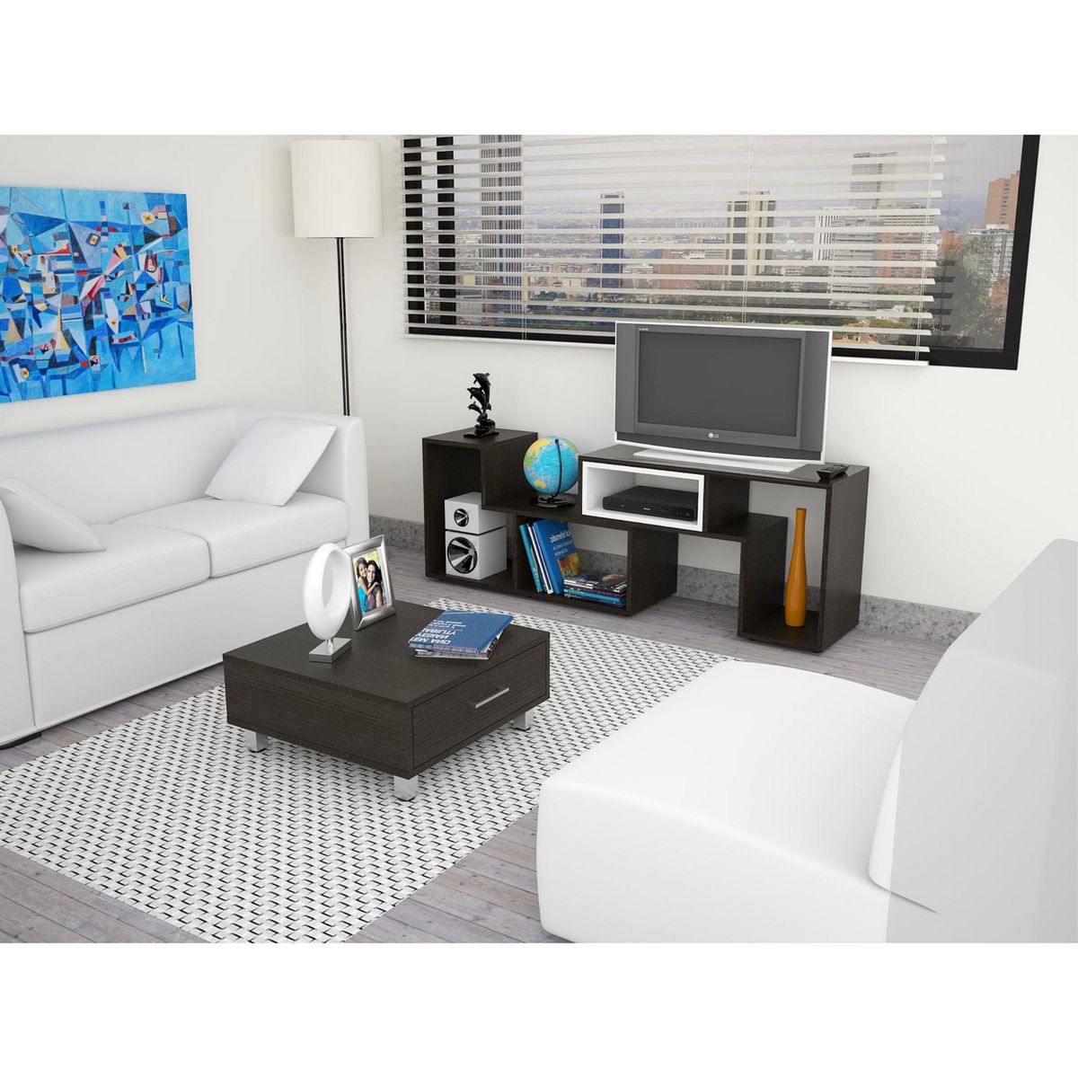 TUHOME - Combo Mesa de TV 40" + Mesa de Centro Beijing