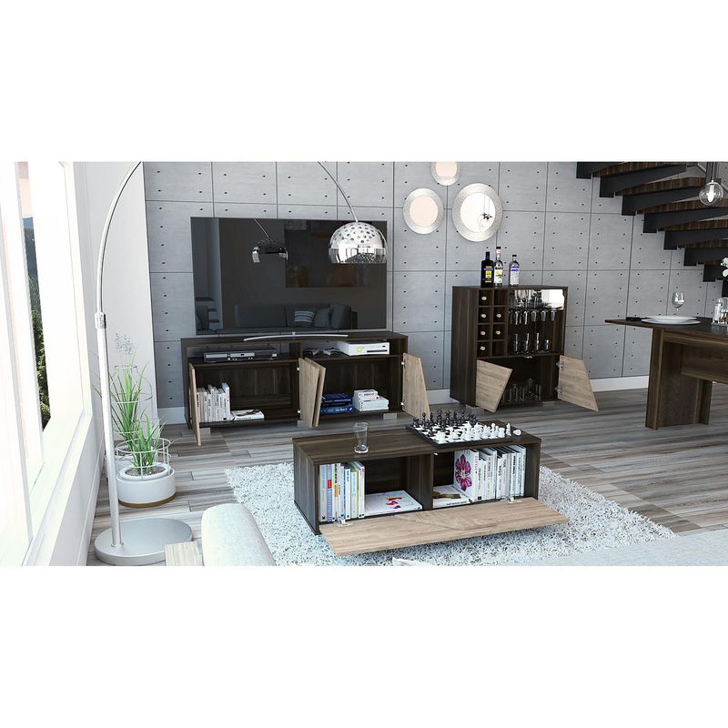 TUHOME - Mesa TV Fraktal 70" + Bar + Mesa de Centro