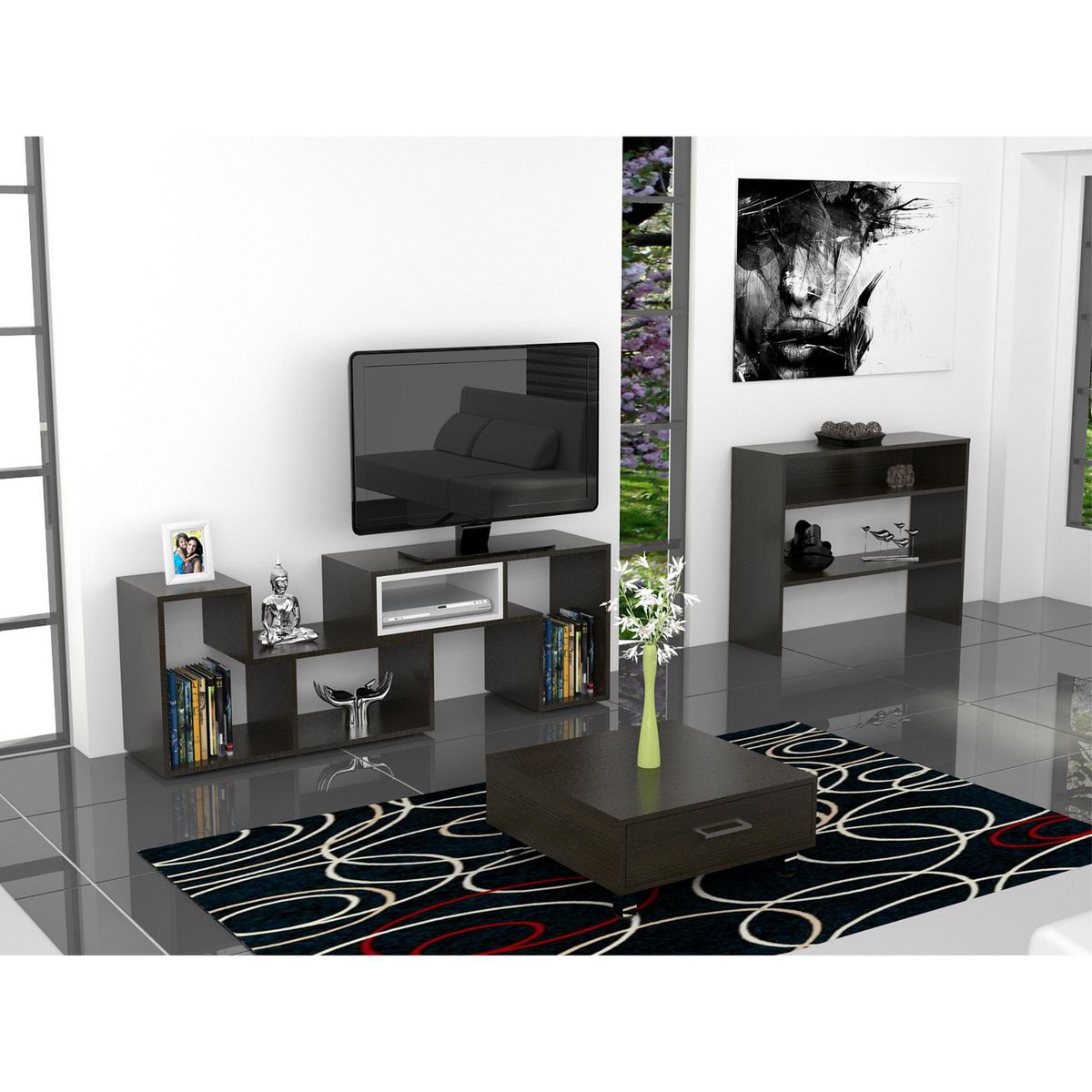 TUHOME - Combo Mesa de TV 40" Beijing + Mesa de Centro + Mueble Auxiliar