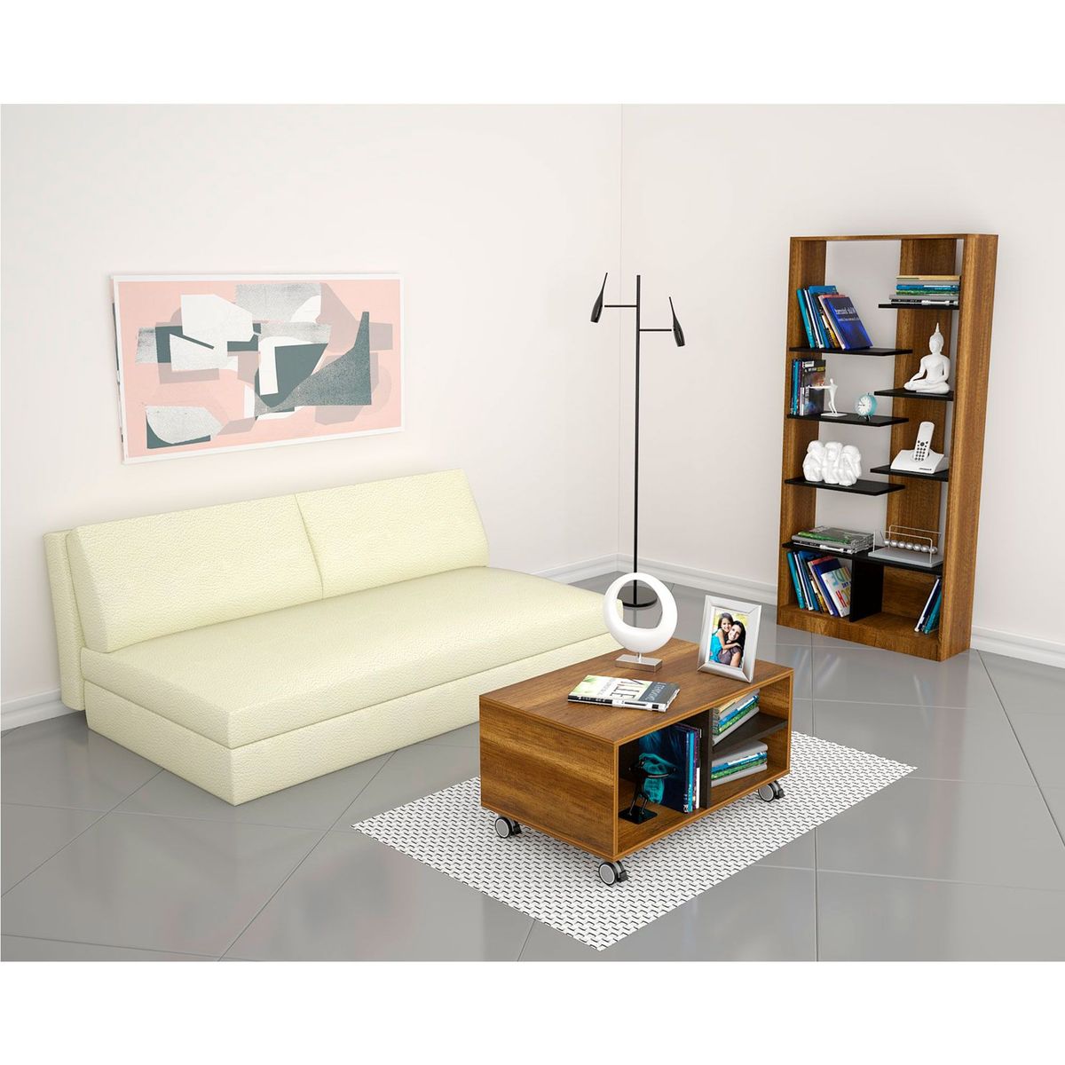 TUHOME - Biblioteca 10 Repisas + Mesa de Centro Classic