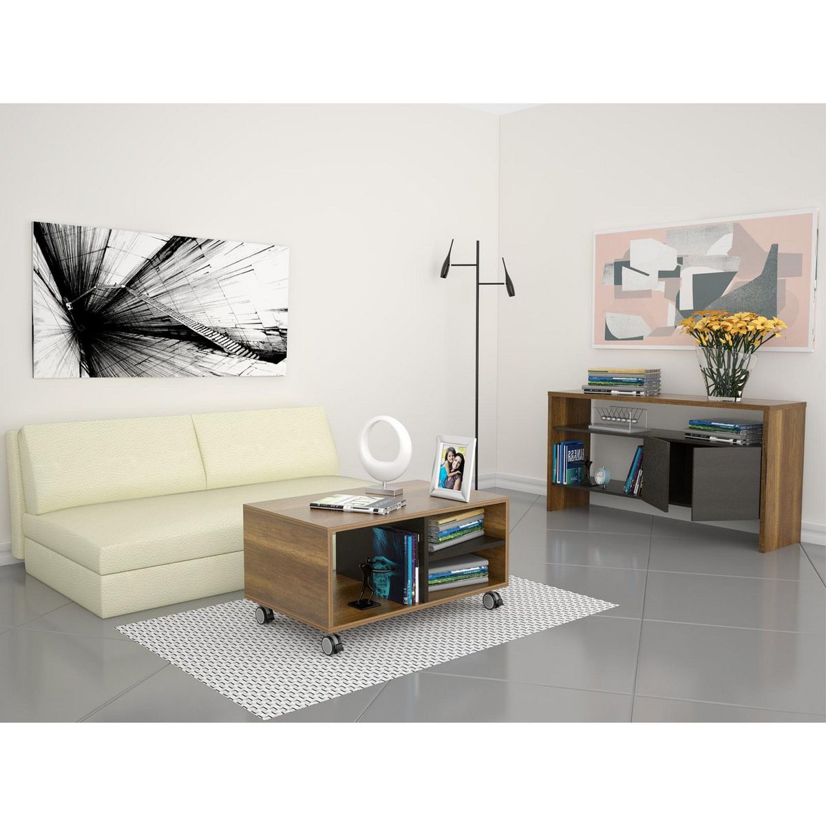 TUHOME - Combo Mesa de Centro Classic + Mueble Auxiliar