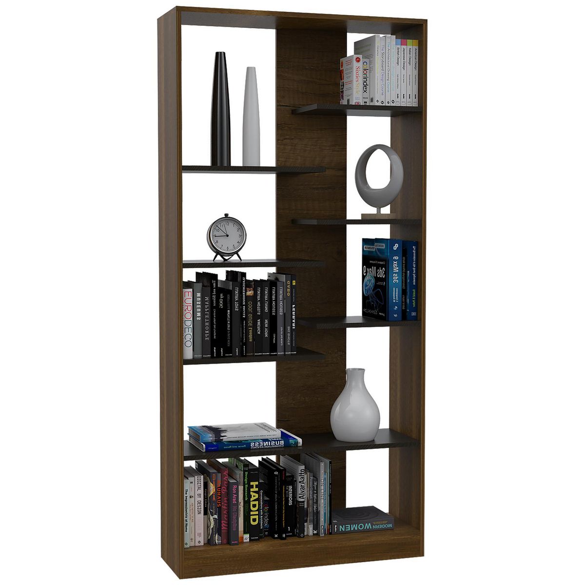 TUHOME - Combo Biblioteca 10 Repisas + Mueble Auxiliar Caramelo