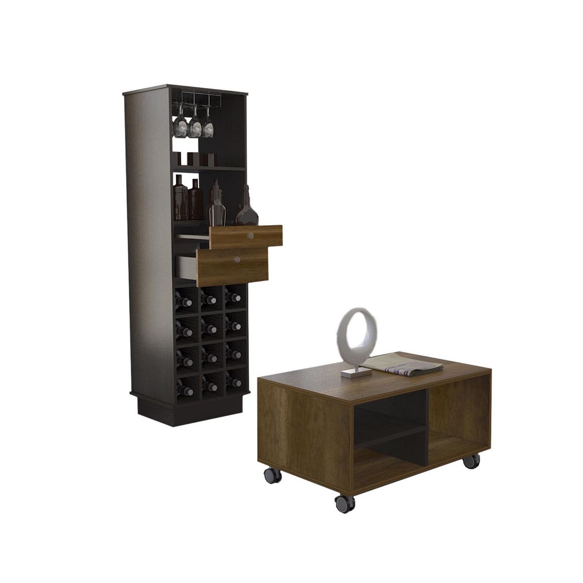 TUHOME - Combo Bar Cava + Mesa de Centro Classic