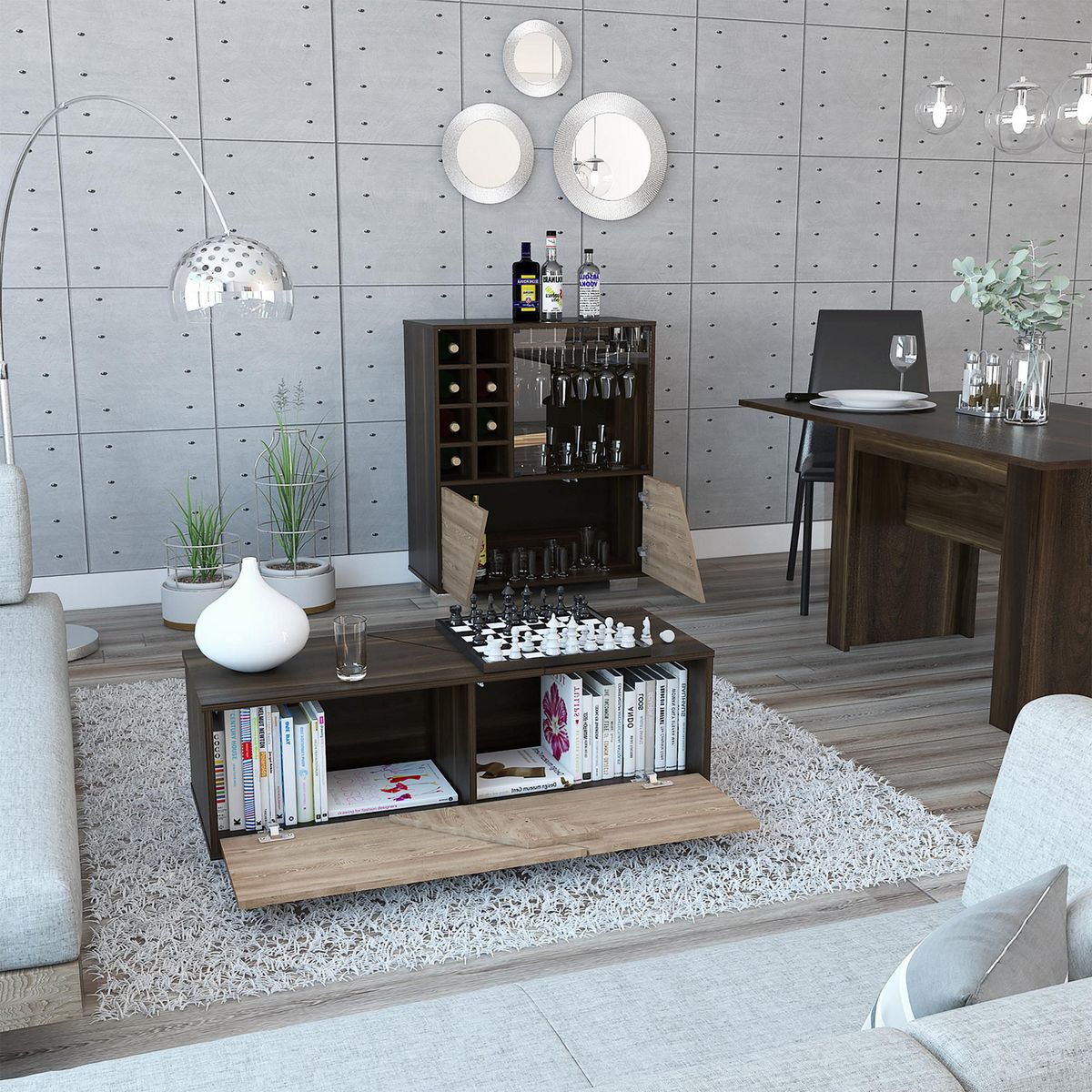 TUHOME - Bar + Mesa de Centro Fraktal Habano/Miel