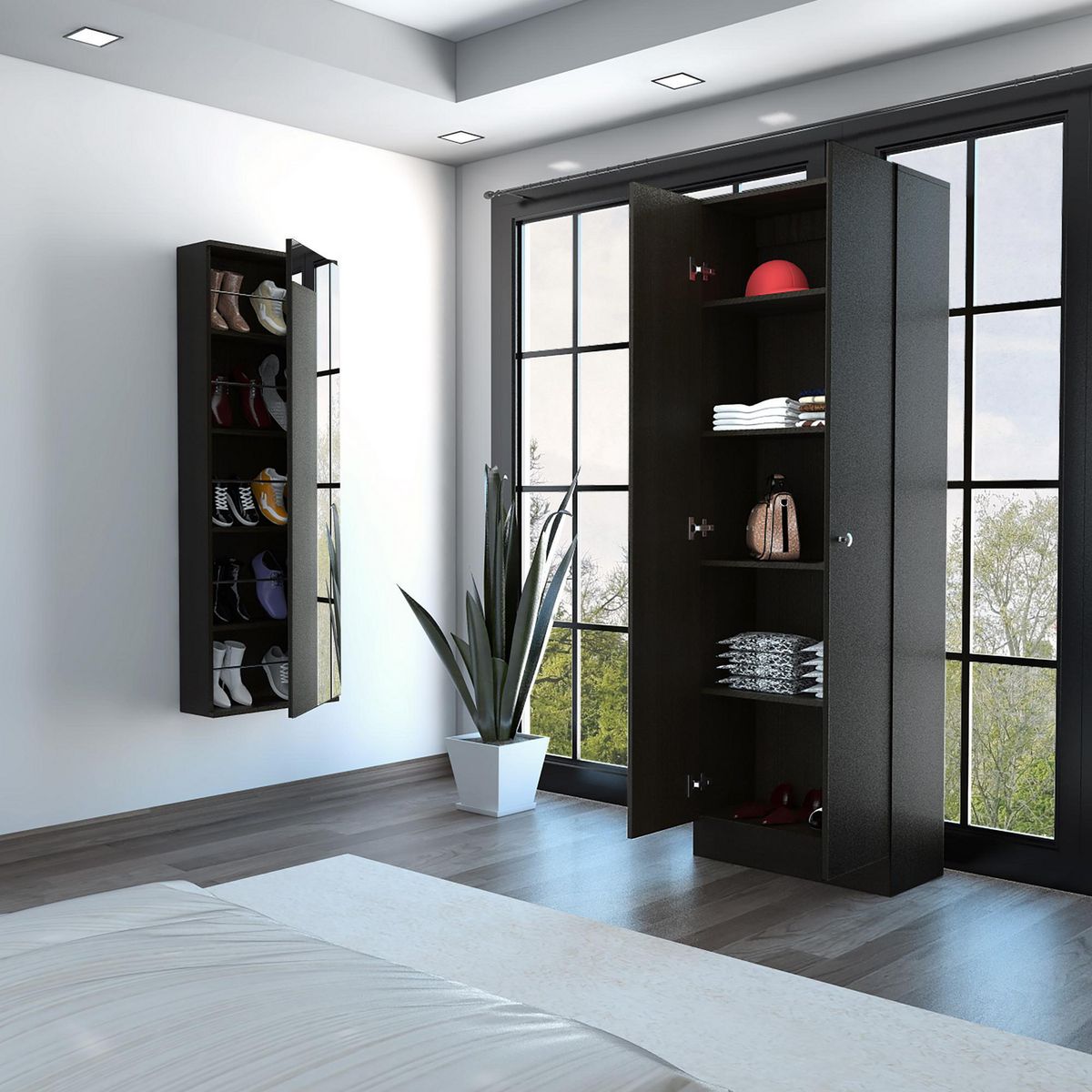 TUHOME - Combo Ropero 2 Puertas + Zapatero Leto 1 Cajón