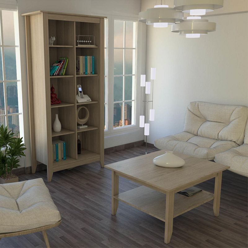 TUHOME - Combo Estante Librero + Mesa de Centro Essential Rovere