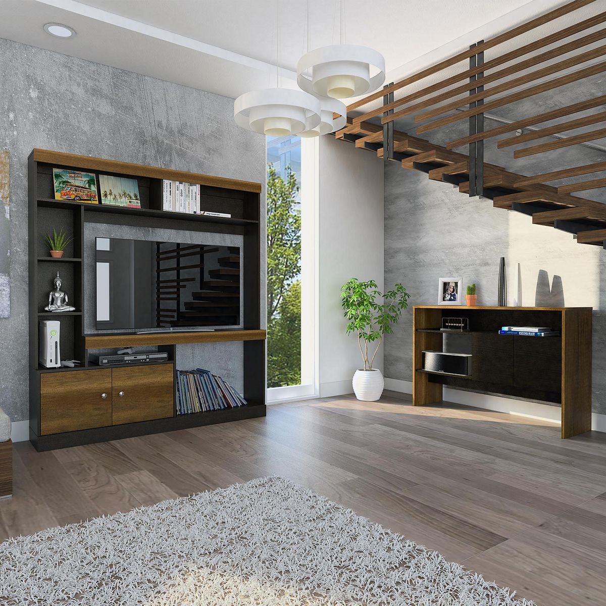 TUHOME - Combo Centro de Entretenimiento 52" + Mueble Auxiliar