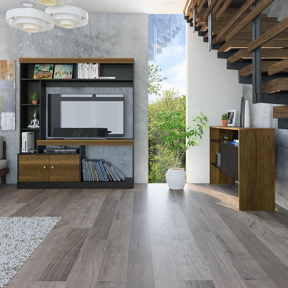 TUHOME - Combo Centro de Entretenimiento 52" + Mueble Auxiliar