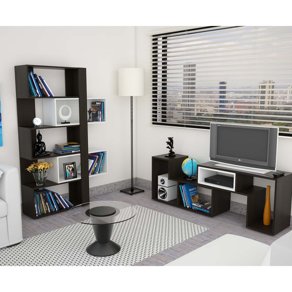 TUHOME - Combo Mesa de TV 40" + Estante Librero Beijing