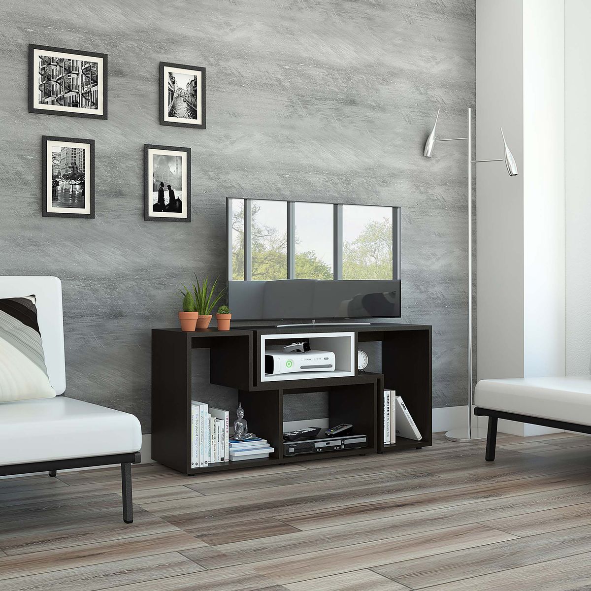 TUHOME - Combo Mesa de TV 40" + Estante Librero Beijing