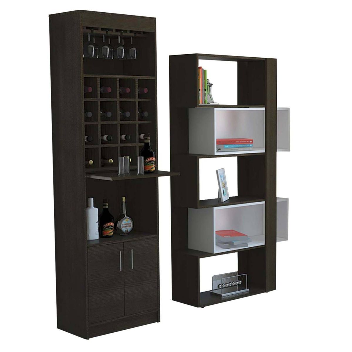 TUHOME - Combo Bar Cava + Estante Librero Beijing