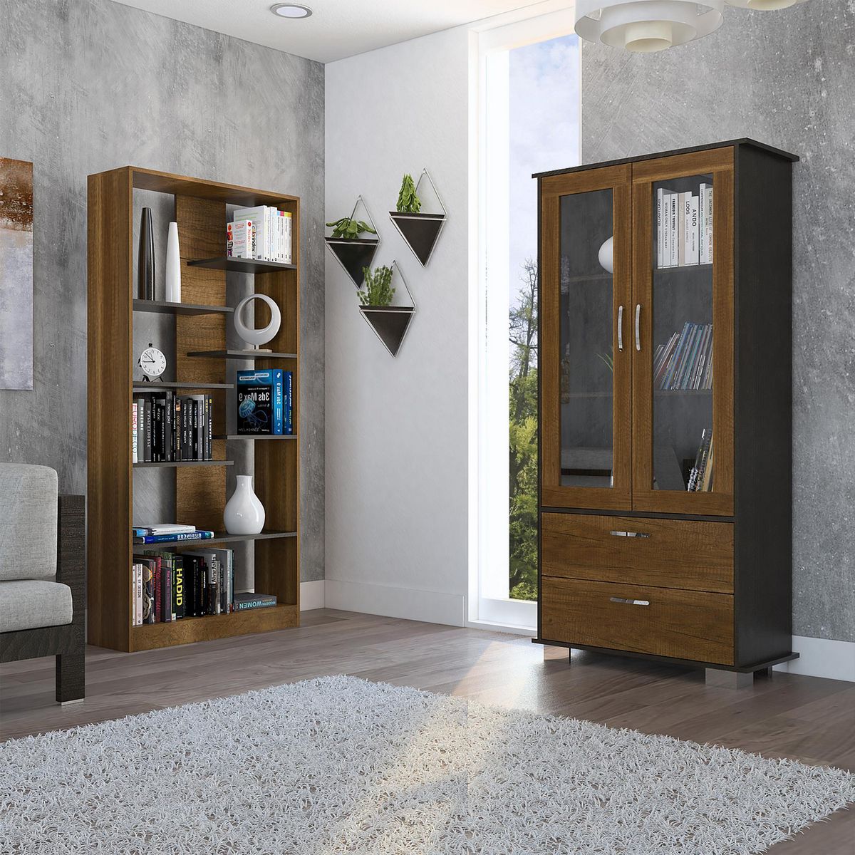 TUHOME - Biblioteca 10 Repisas + Vitrina 3 Repisas