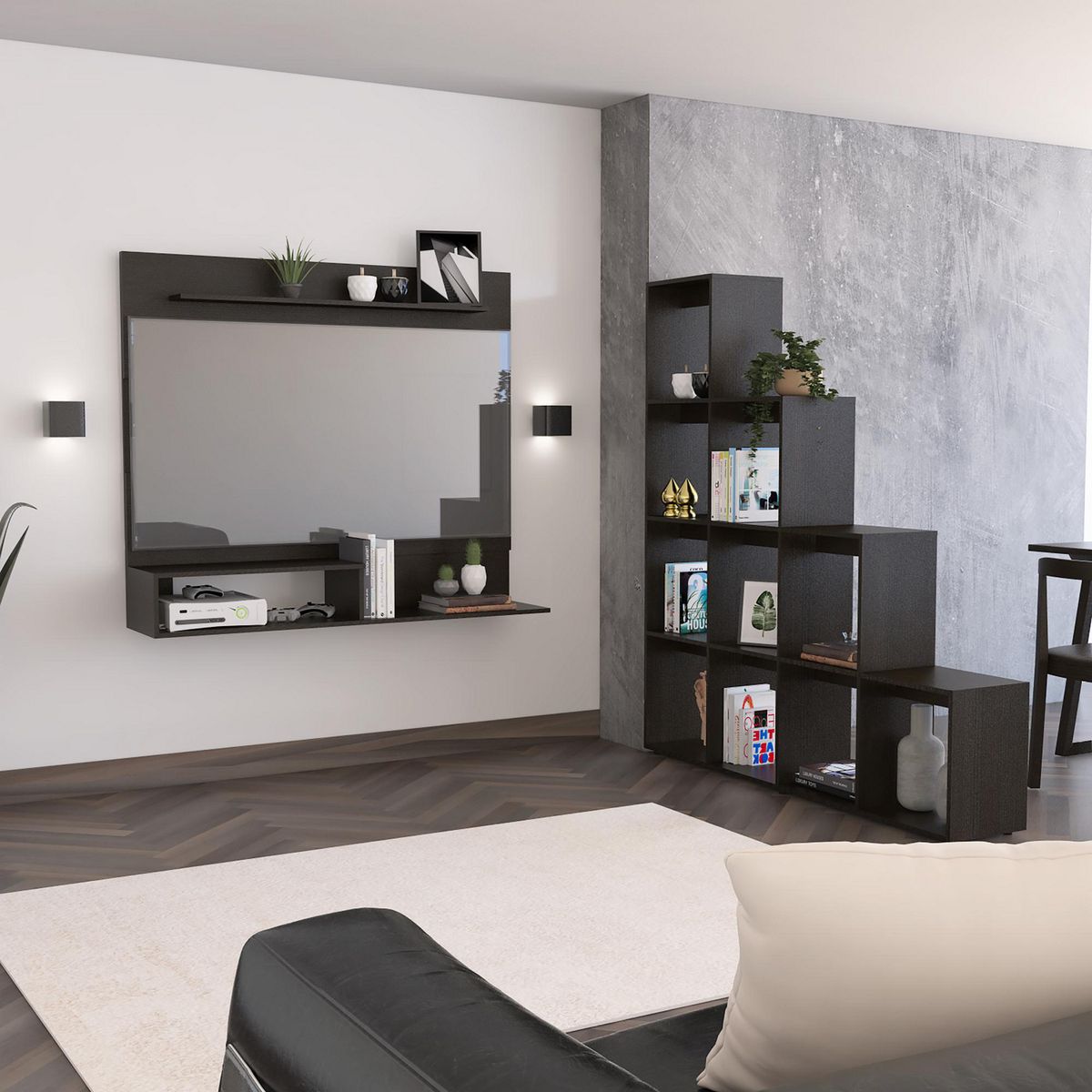 TUHOME - Combo Panel de TV 55" + Biblioteca Librero Beijing