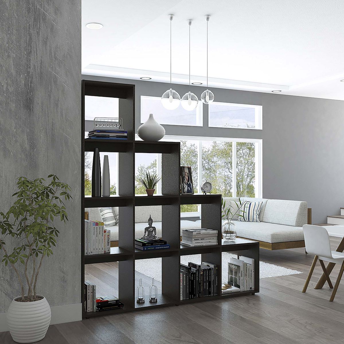 TUHOME - Combo Mesa de TV 40" Extensible + Biblioteca Librero Beijing