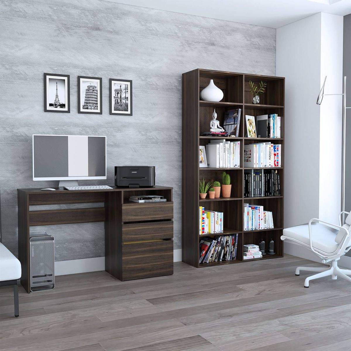 TUHOME - Combo Escritorio + Estante Librero Office W120