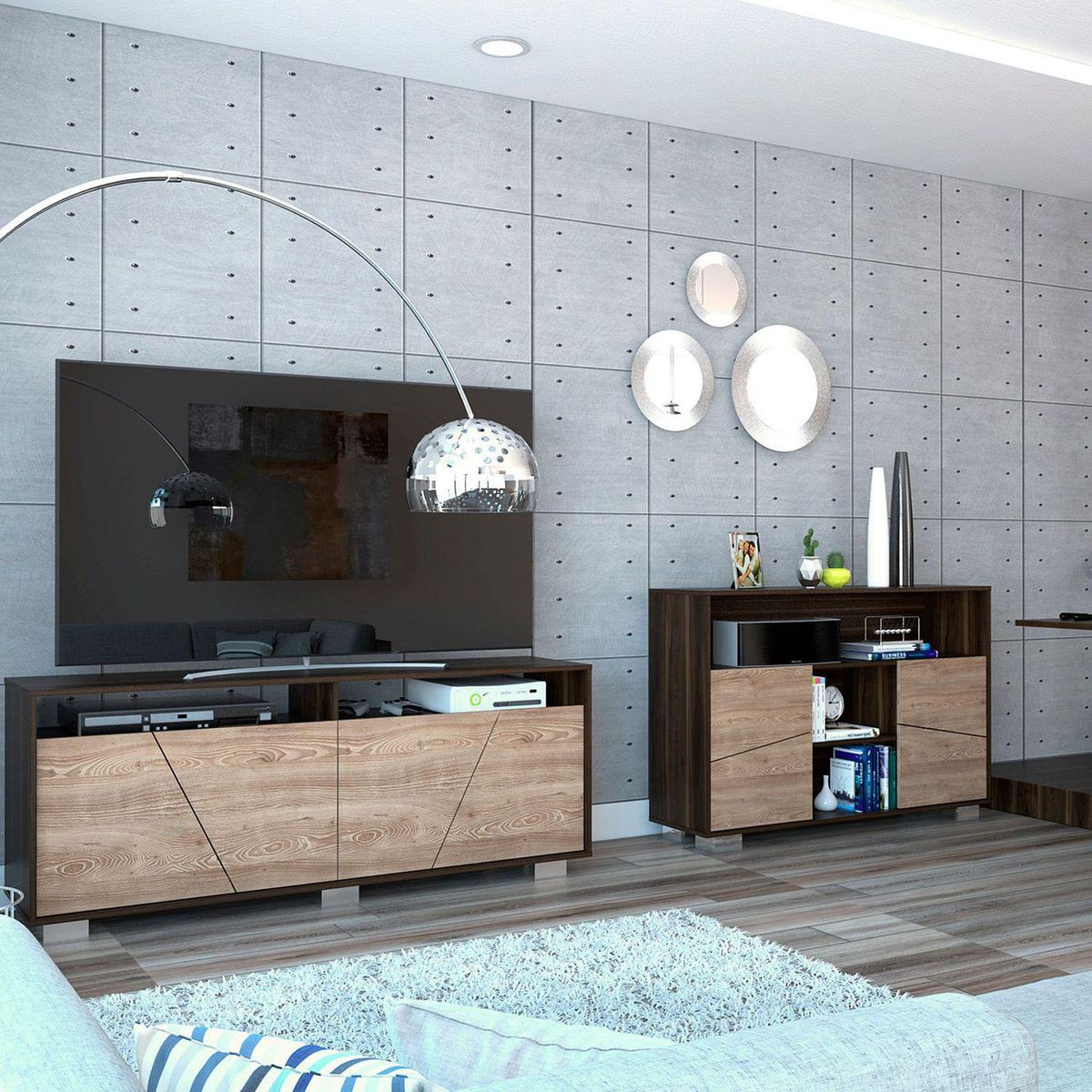 TUHOME - Combo Mesa de TV 70" + Arrimo Fraktal