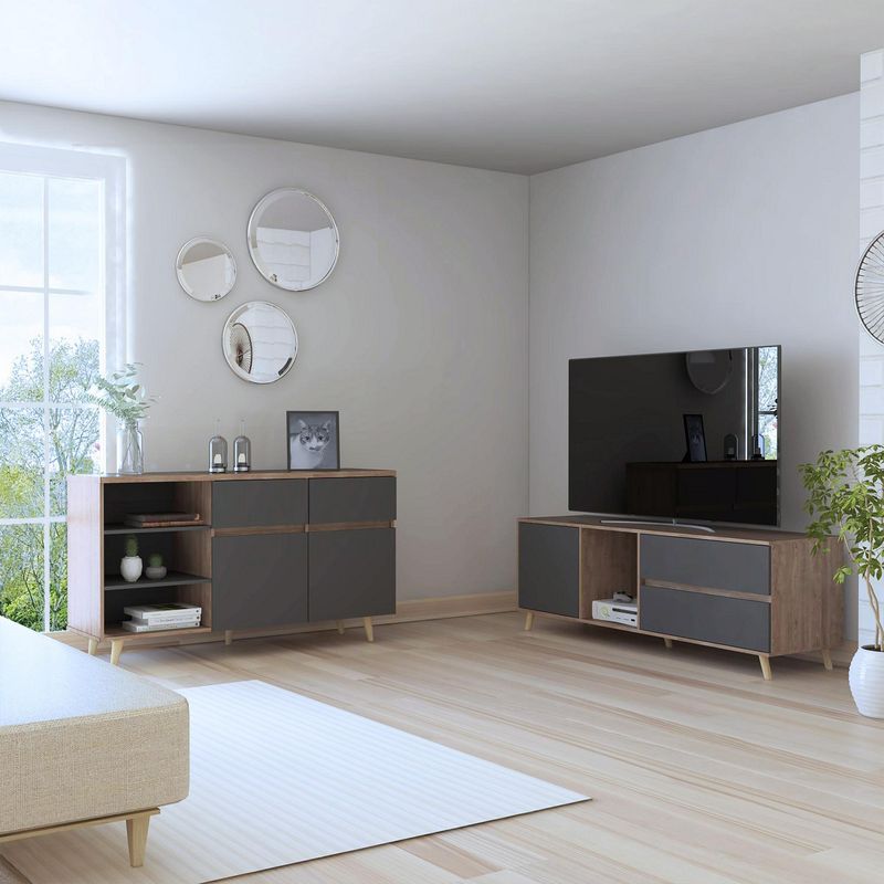 TUHOME - Combo Mesa de TV 60" + Aparador Recibidor Salem