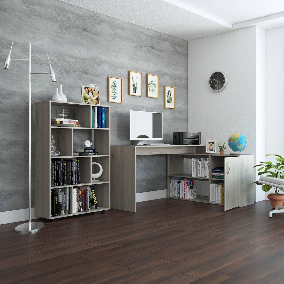 TUHOME - Combo Escritorio + Biblioteca Office 8 Cenize