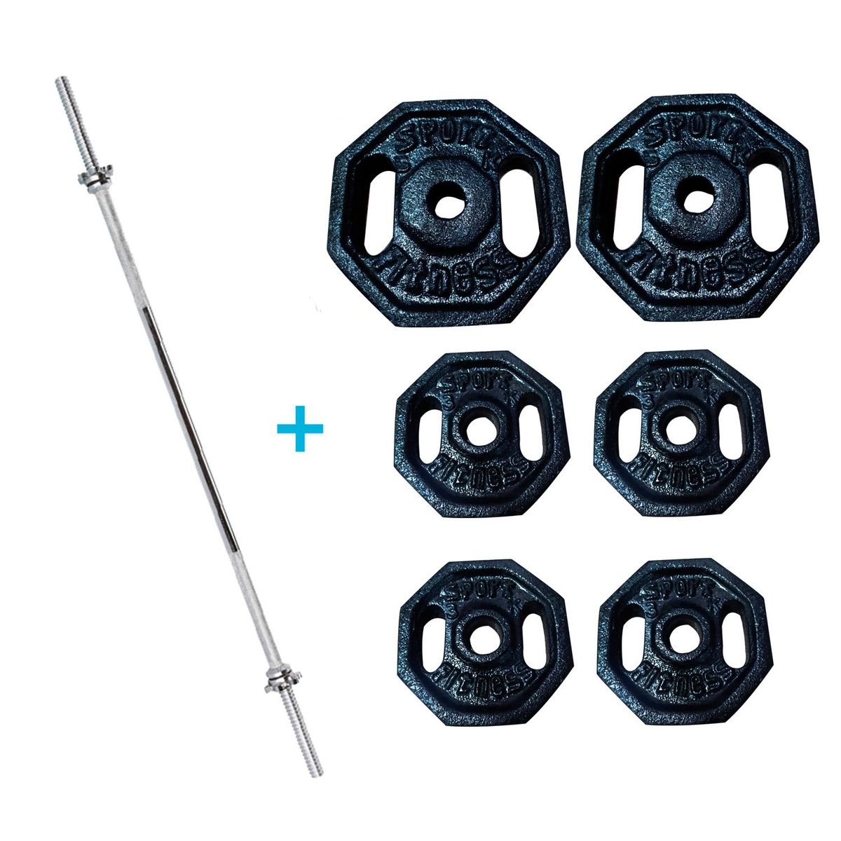 SPORTFITNESS - Pack Pesas 22kg + Barra Recta