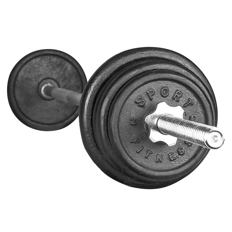 SPORTFITNESS - Pack de Pesas 26kg Redonda + Barra Recta