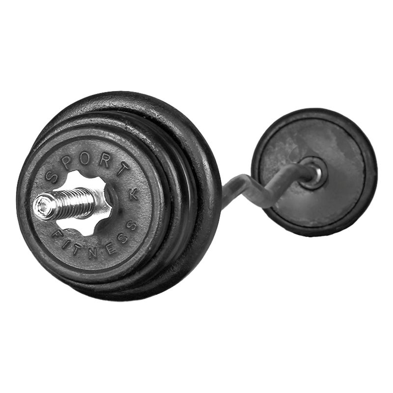 SPORTFITNESS - Pack de Pesas 26kg Redonda + Barra Curva