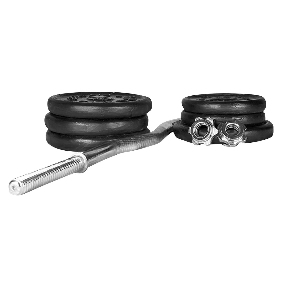 SPORTFITNESS - Pack de Pesas 26kg + Barra Curva