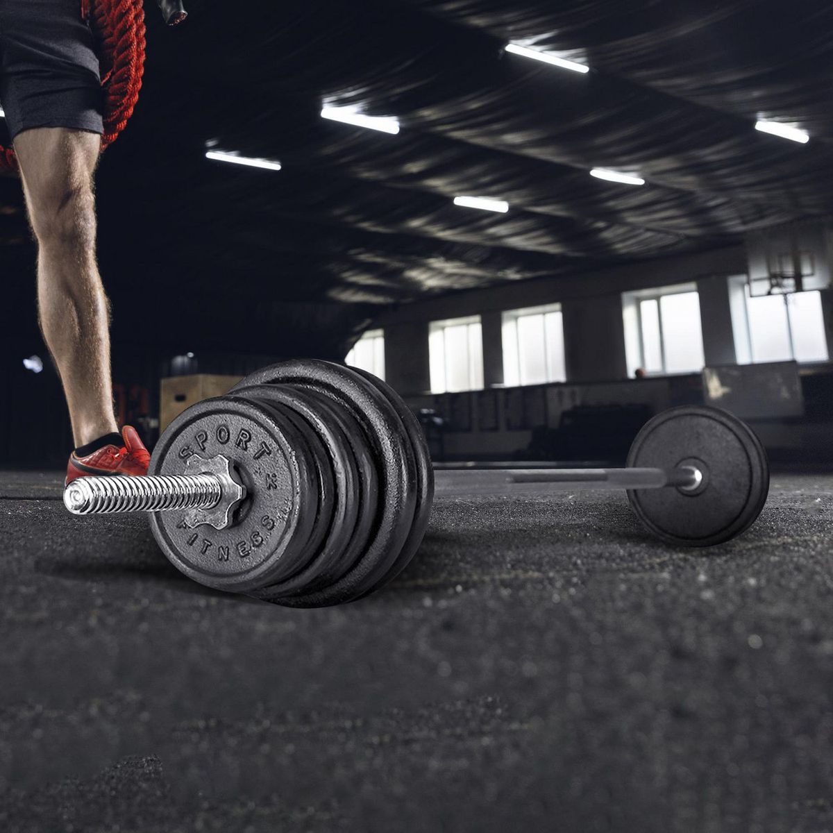 SPORTFITNESS - Set de Pesas 40kg + Barra Recta